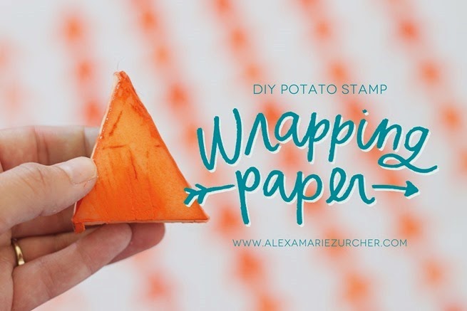DIY Potato Stamp Wrapping Paper